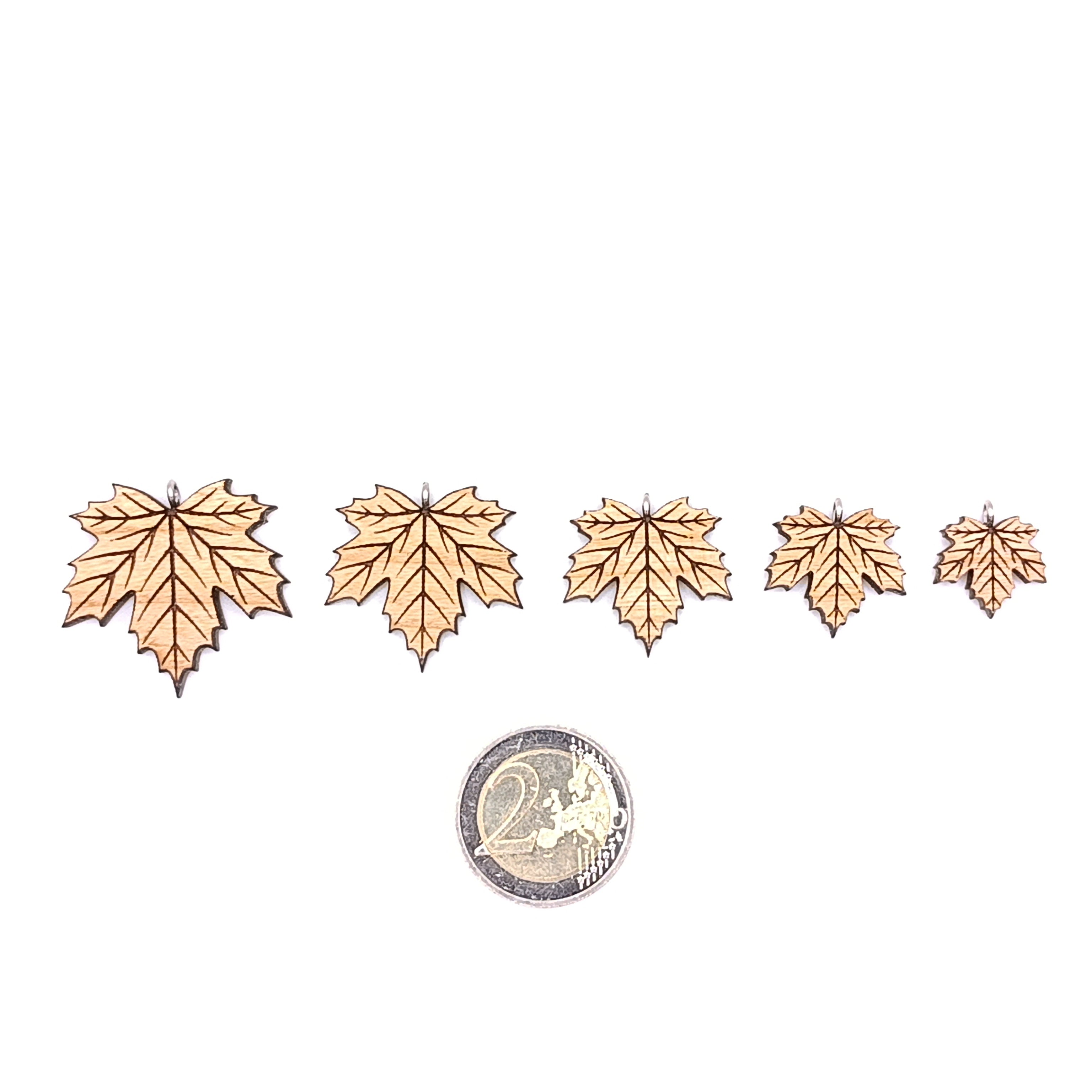 Holz/Edelstahl Halskette "Ahornblatt Zart" Ahorn