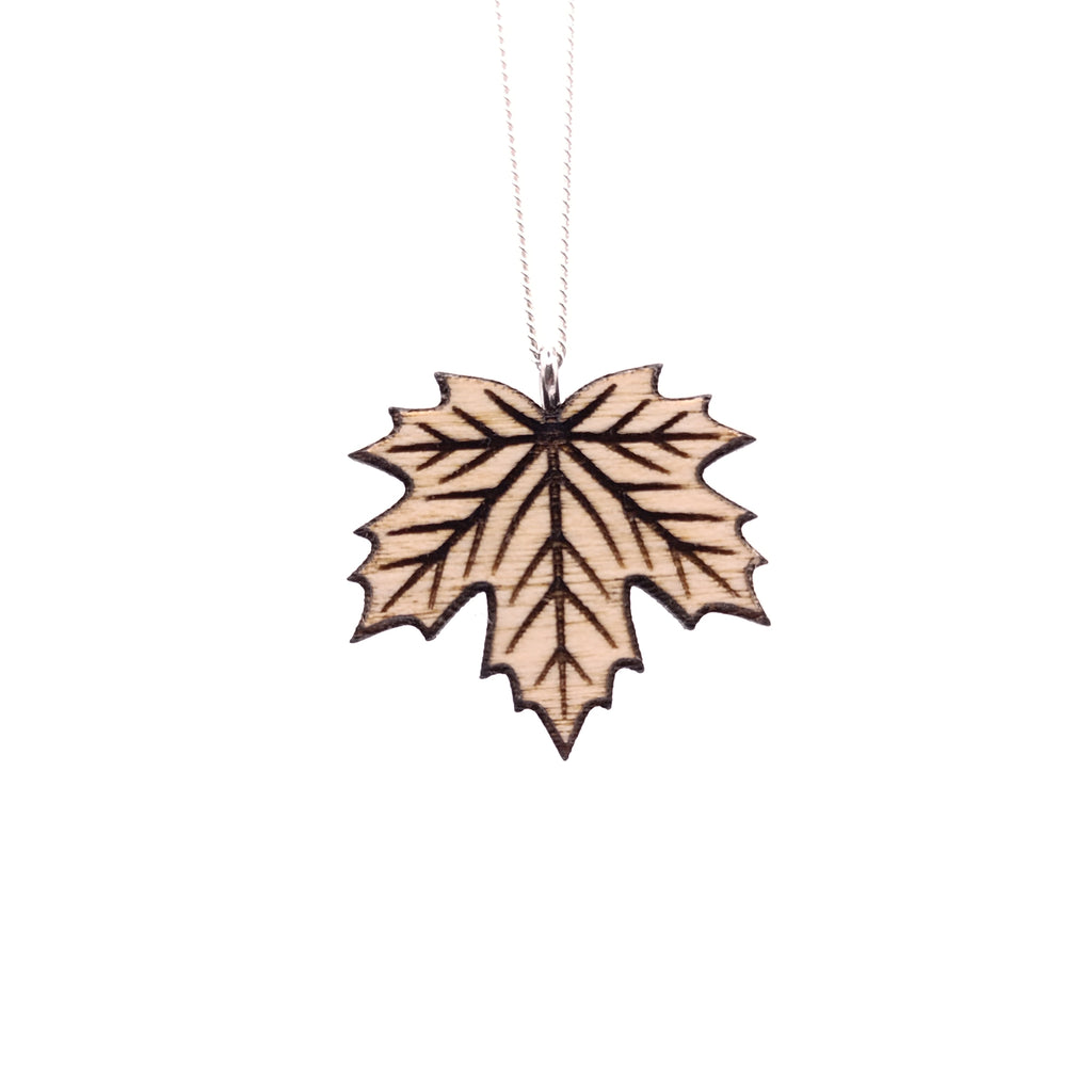 Holz/Edelstahl Halskette "Ahornblatt" Ahorn