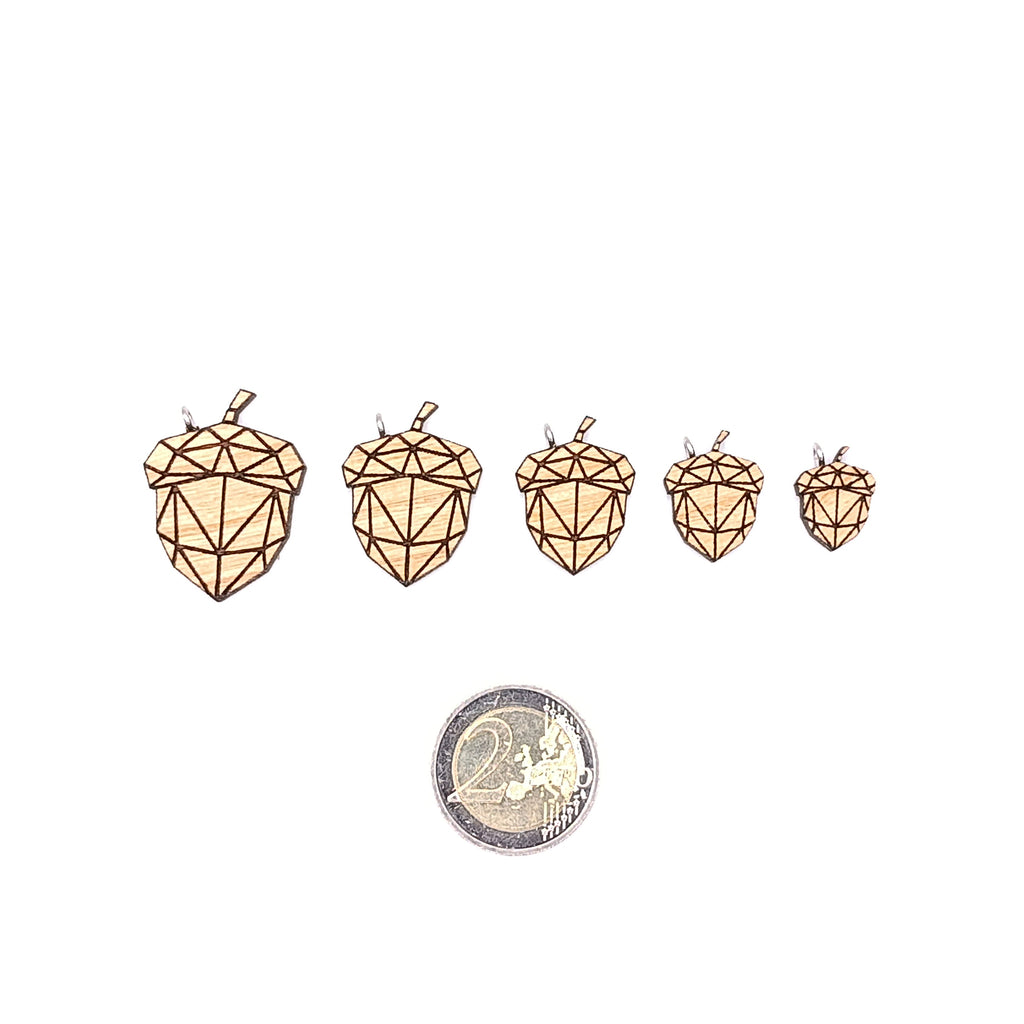 Holz/Edelstahl Halskette "Eichel" Kirschholz