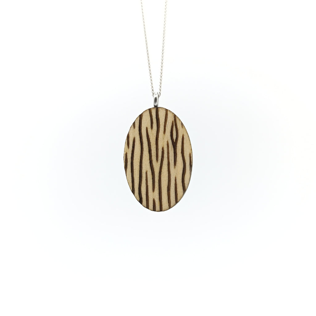 Holz/Edelstahl Halskette "Rinde" Ahorn