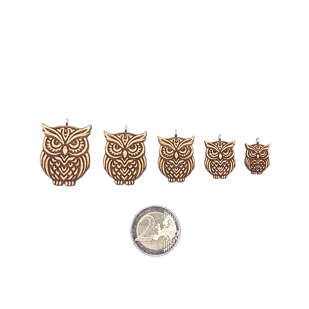 Holz/Edelstahl Halskette "Eule" Kirschholz