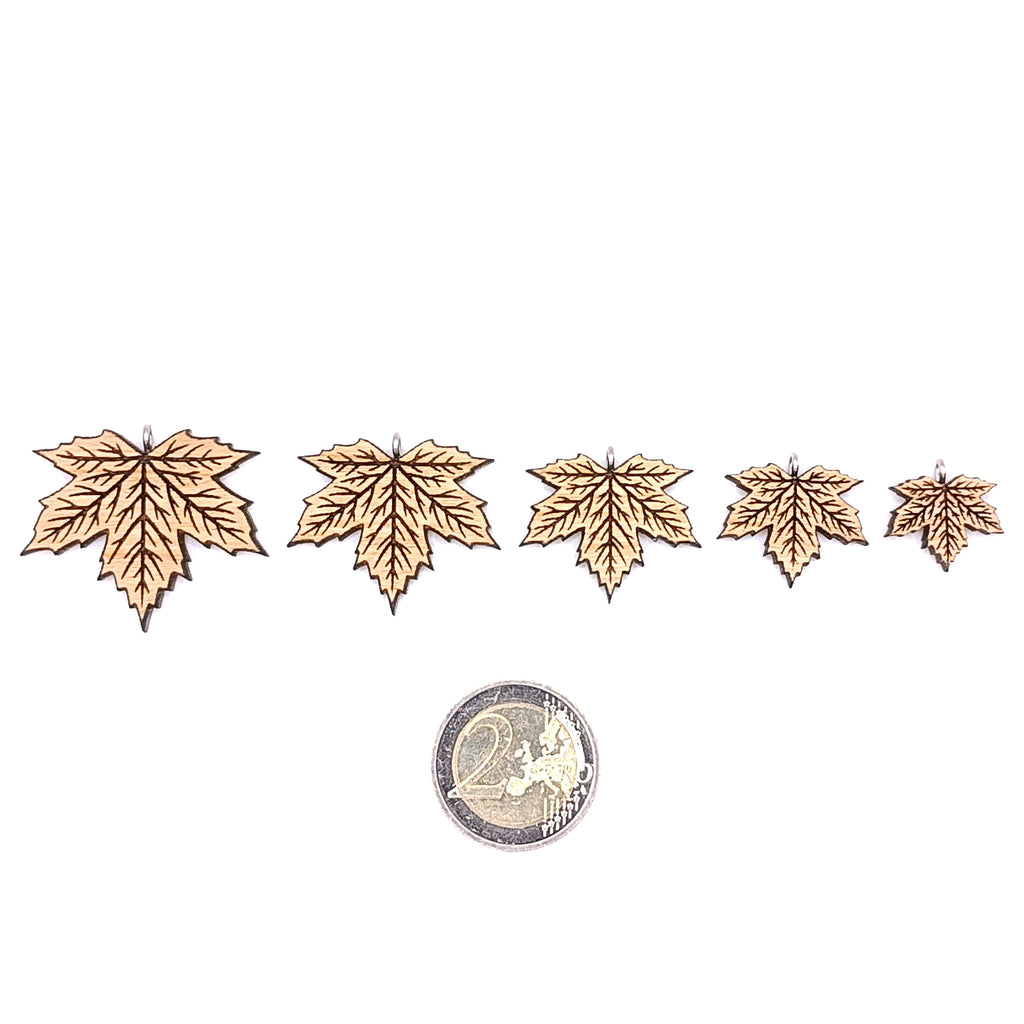 Holz/Edelstahl Halskette "Ahornblatt Adern" Ahorn