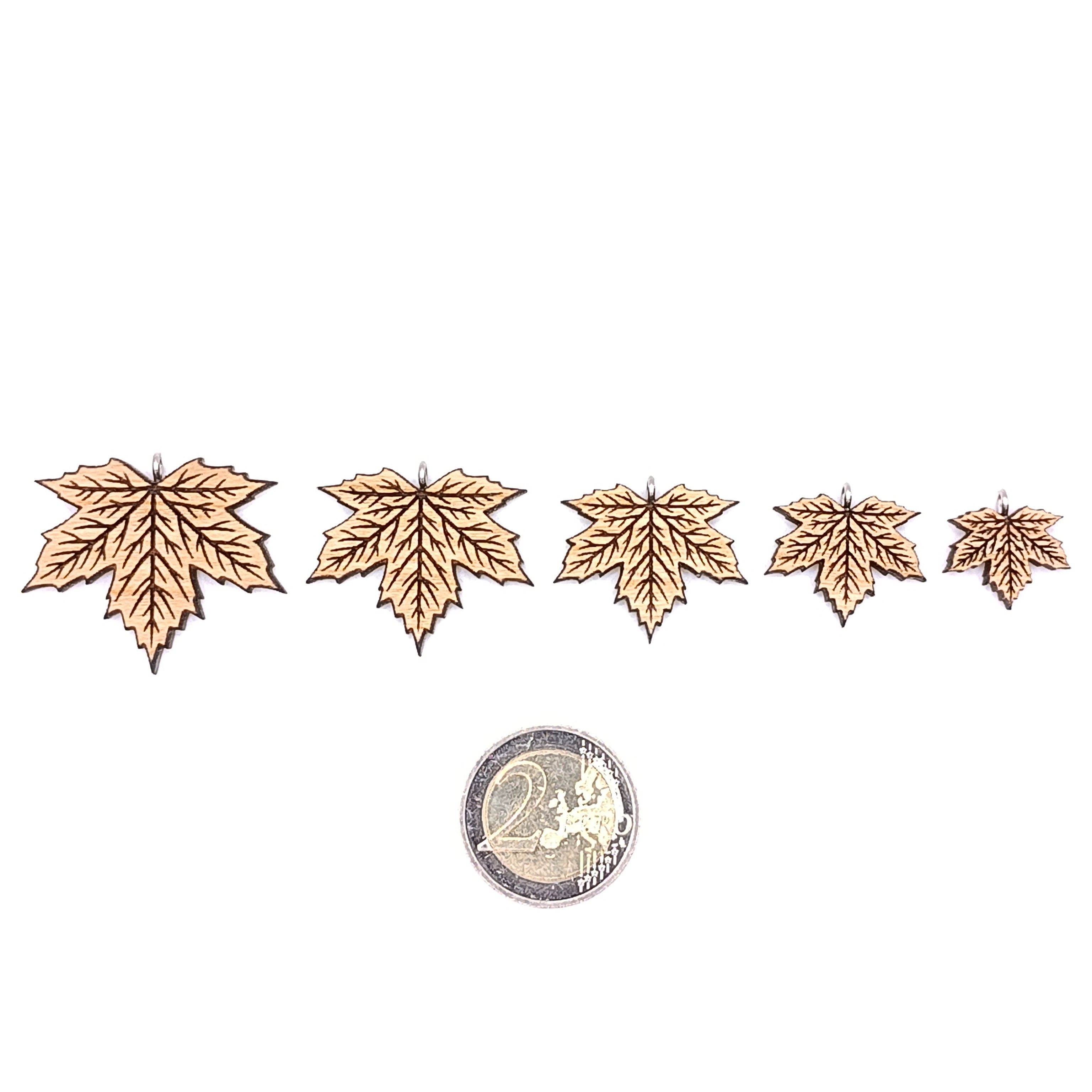 Holz/Edelstahl Halskette "Ahornblatt Adern" Ahorn