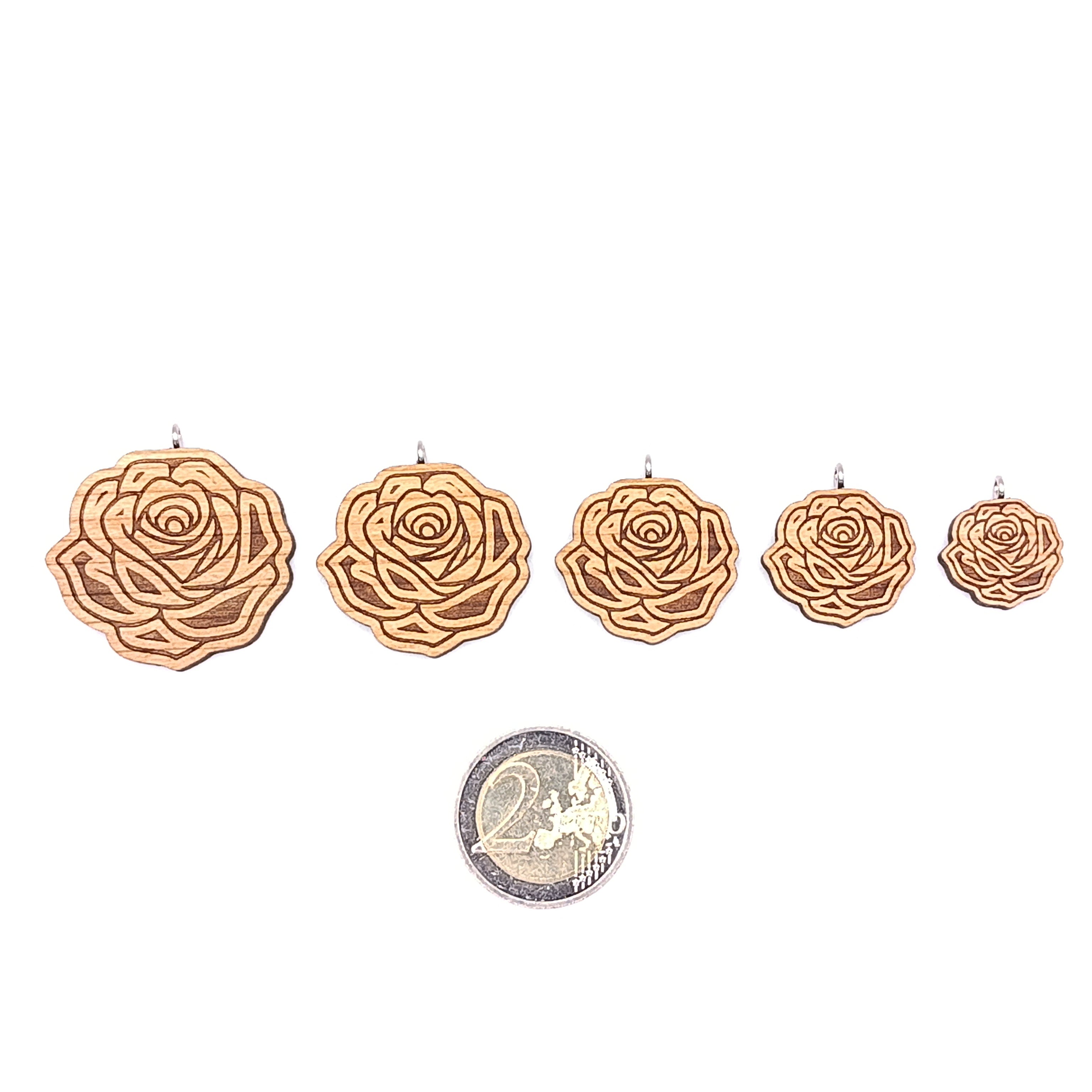 Holz/Silber Halskette "Rose Blüte" Ahorn