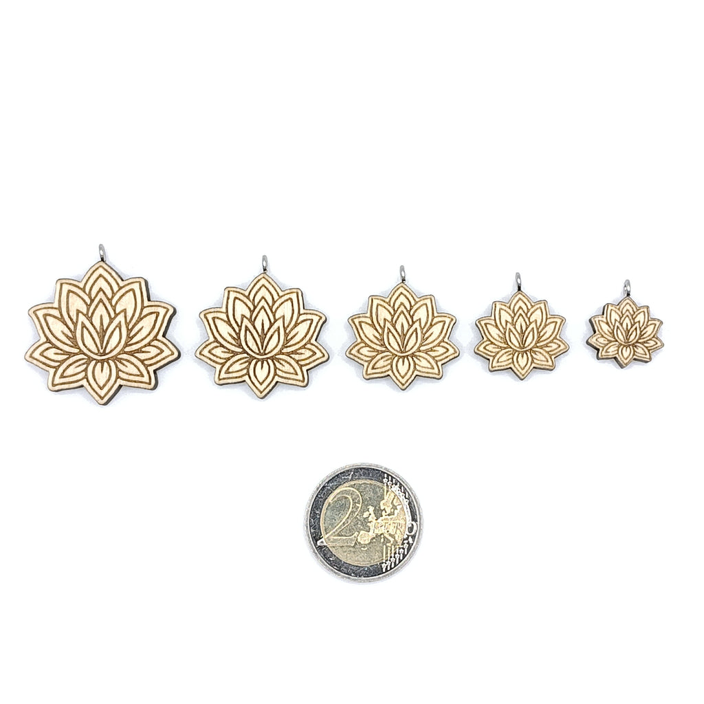 Holz/Silber Halskette "Lotusblume Groß" Ahorn