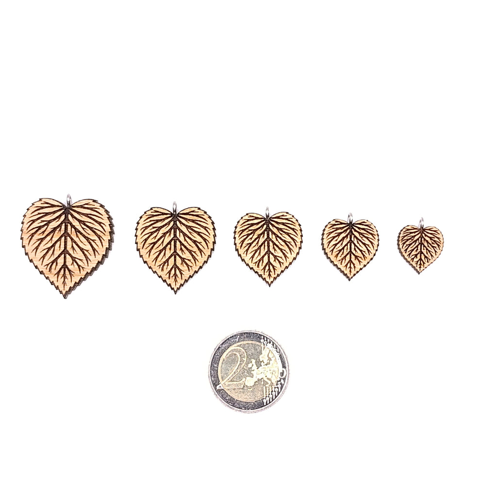 Holz/Silber Halskette "Lindenblatt Adern" Kirschholz