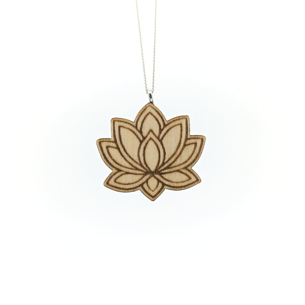 Holz/Silber Halskette "Lotusblume" Ahorn