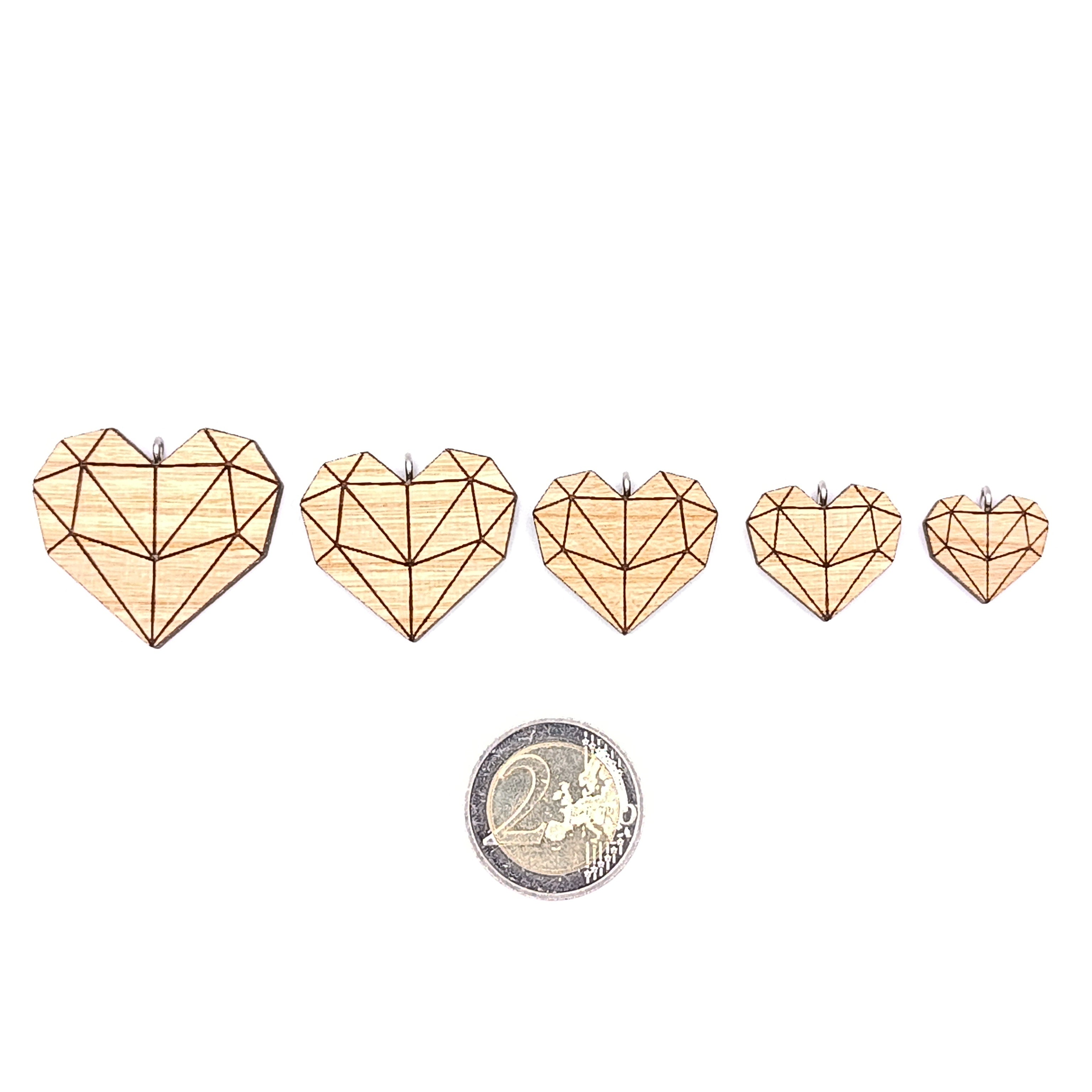 Holz/Silber Halskette "Geometrisches Herz Zart" Ahorn