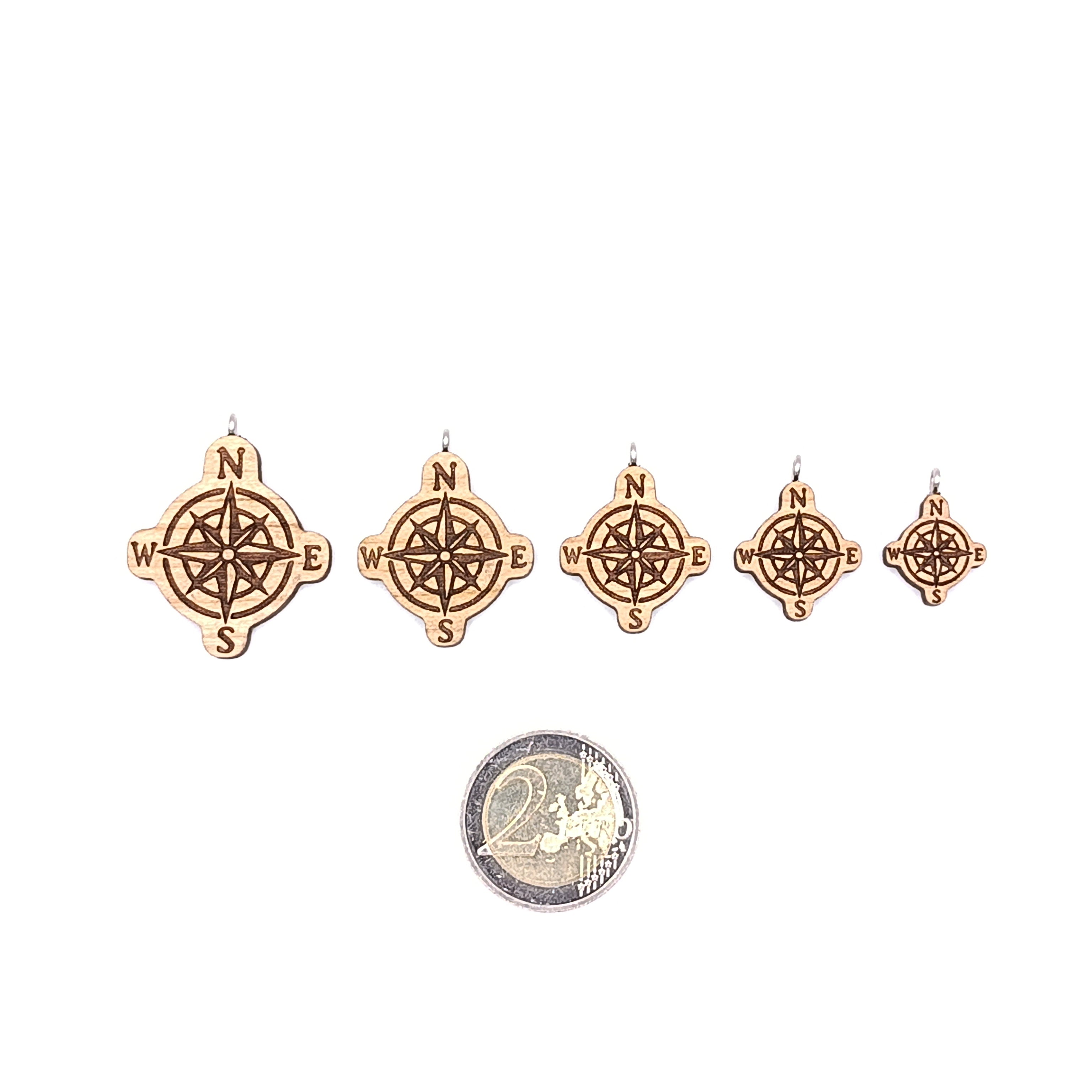 Holz/Edelstahl Halskette "Kompass" Ahorn